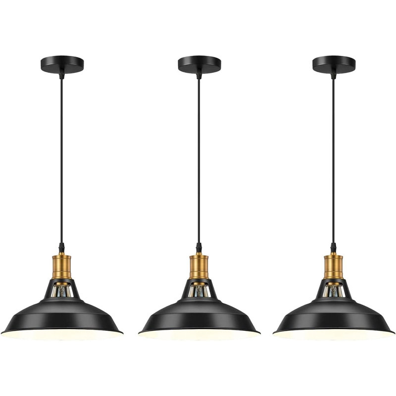 1 - Light Bowl Pendant, Black Inner White