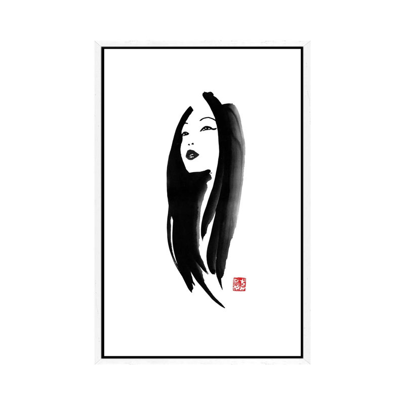 Geisha I by Péchane - Print on Canvas, White Framed, 101.6 cm H x 66.04 cm W