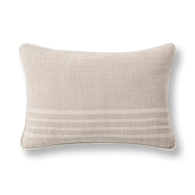 Newport  Linen Fabric Throw Pillow, Rectangle 14"H x 20"W, Ivory