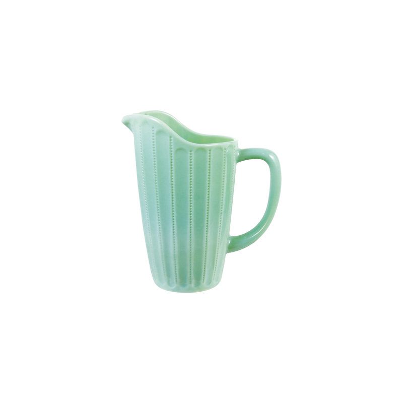 Emerald Pressed Milk Glass Pitcher