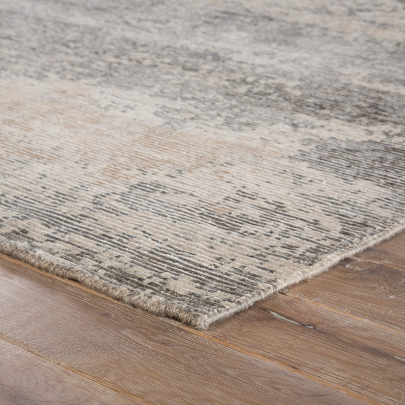 Tapis gris / blanc noué à la main Froehlich, Rectangle 9 pi x 13 pi