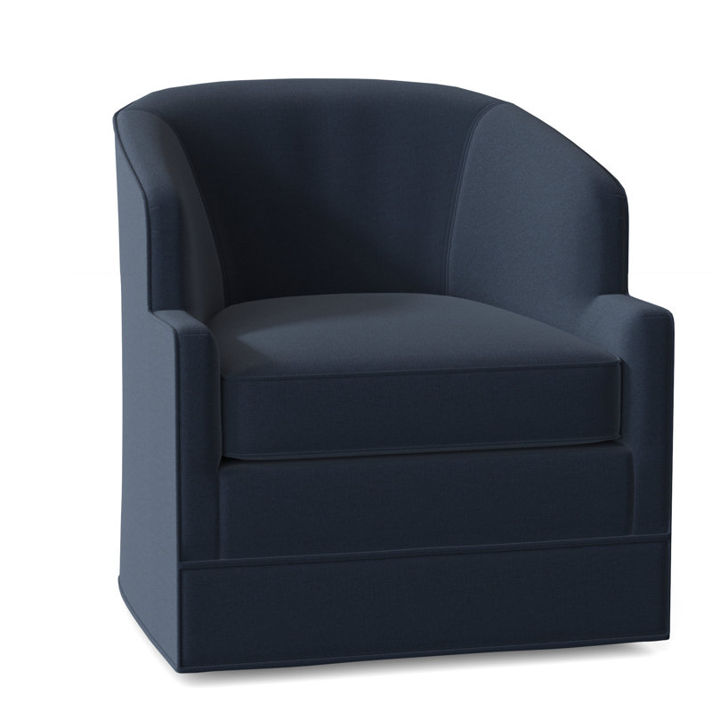 Manning 29" Wide Swivel Barrel Chair, 8789 Indigo 100% Polyester