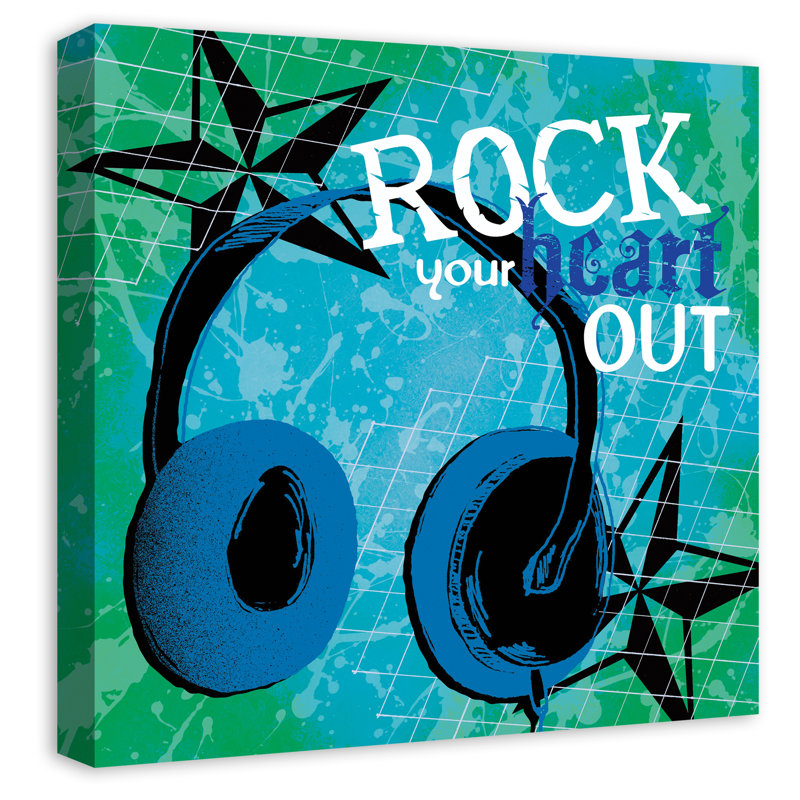 «Rock Your Heart Out», art sur toile tendue, Bleu, H 16 po x l 16 po x P 1,25 po