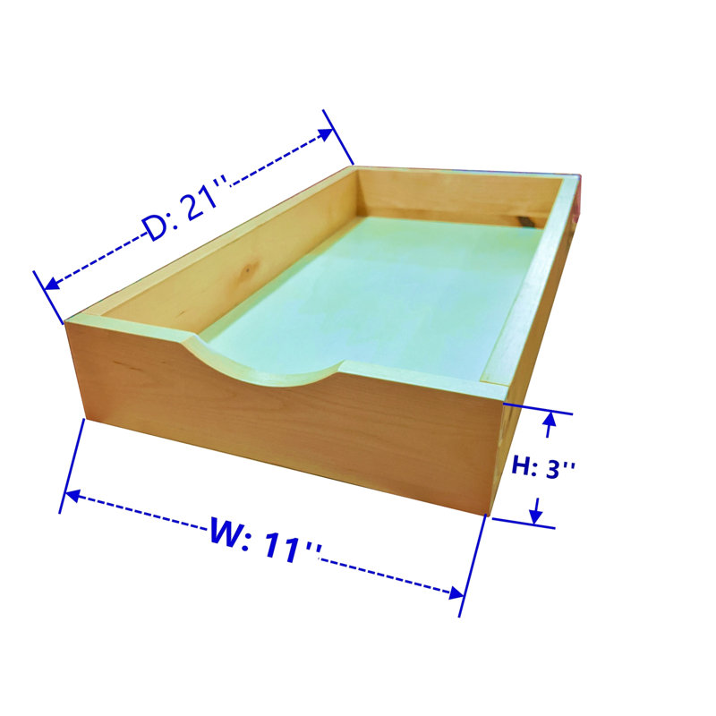 Ouverture de meuble de 30,5 cm (12 po) – Tiroir coulissant en bois massif de 28 cm (11 po) de largeur x 53 cm (21 po) de profondeur