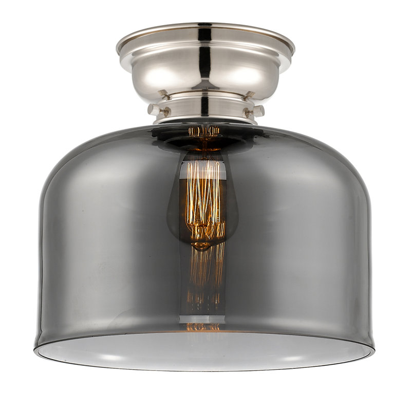 Plafonnier encastré 12 lumières 1 lumière Donaldson, Plaqué couleur fumée, Nickel poli, Ampoule à DEL rétro de 6 watts