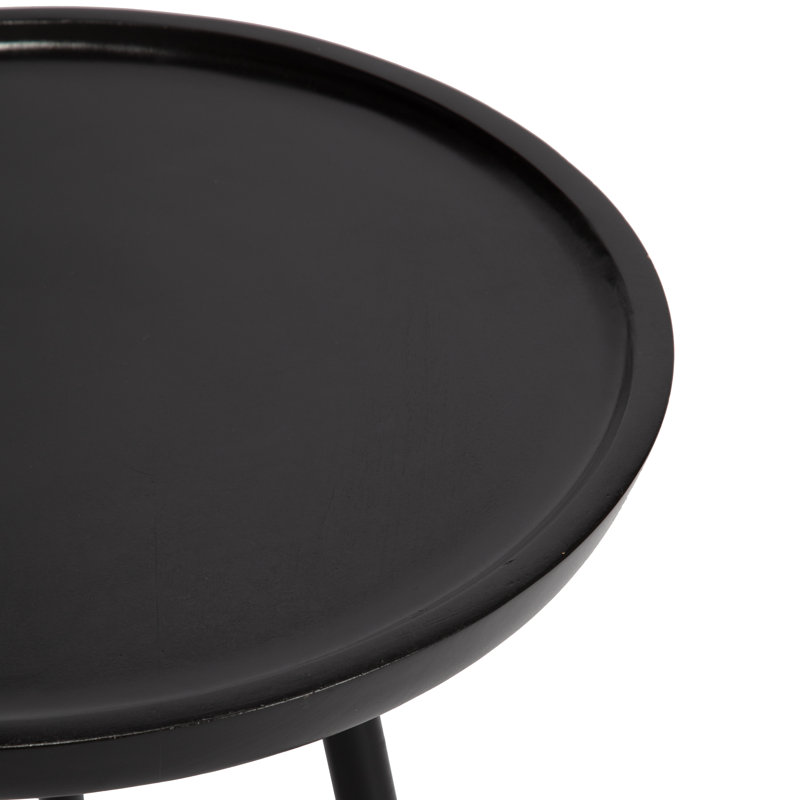 Aneth Solid Wood Top End Table, Black