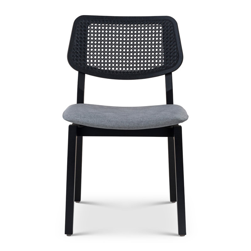 Modern Brazilian Beth Cane Side Chair, Essence Gray/Ebano Frame