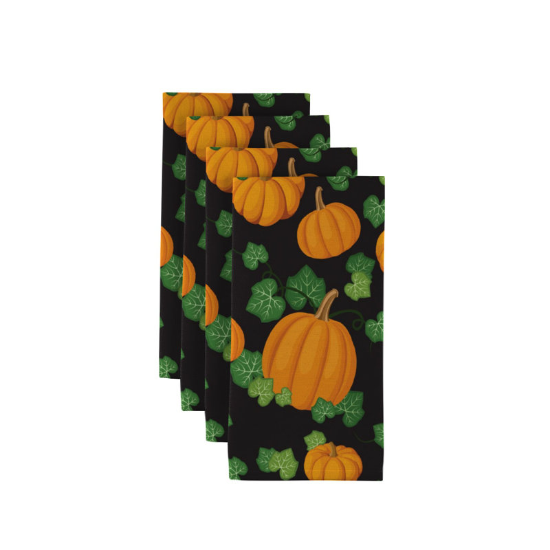 Polyester Floral Square Napkin, Black