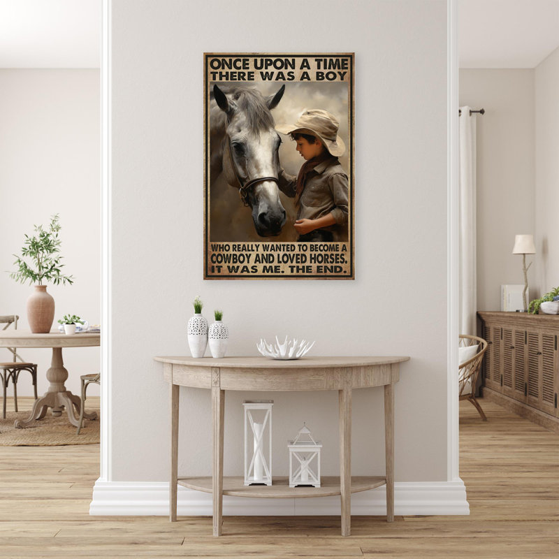 «To devenir un cowboy et des chevaux aimés», reproduction d'art graphique sur toile tendue, H 36 po x l 24 po x P 1,25 po