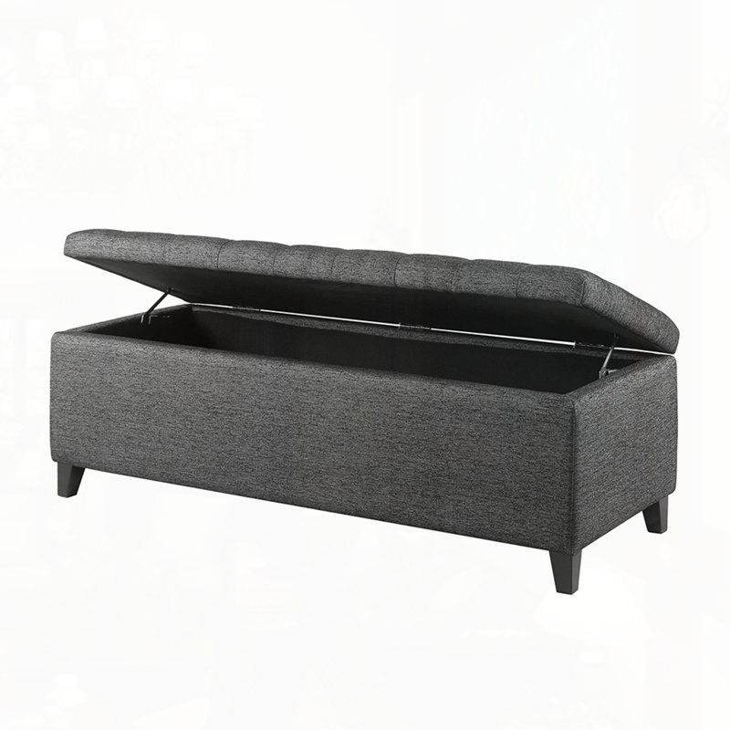 Banc de rangement capitonné à fermeture douce, Gris anthracite
