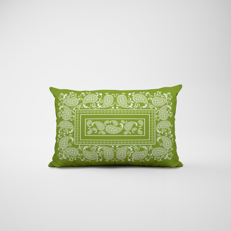 Paisley Outdoor Reversible Throw Pillow, Chartreuse