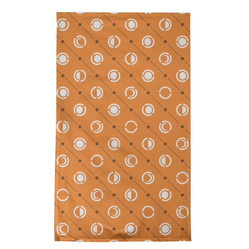 Torchon Moon phases, Orange / blanc / noir, Croisé en coton