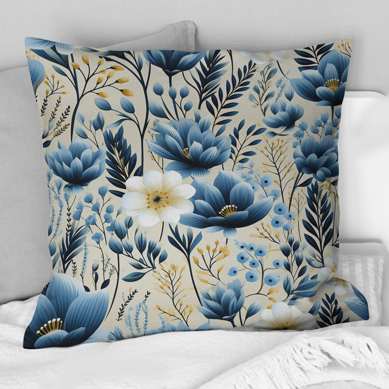 Coussin Blue Meadow, H 18 po x l 18 po