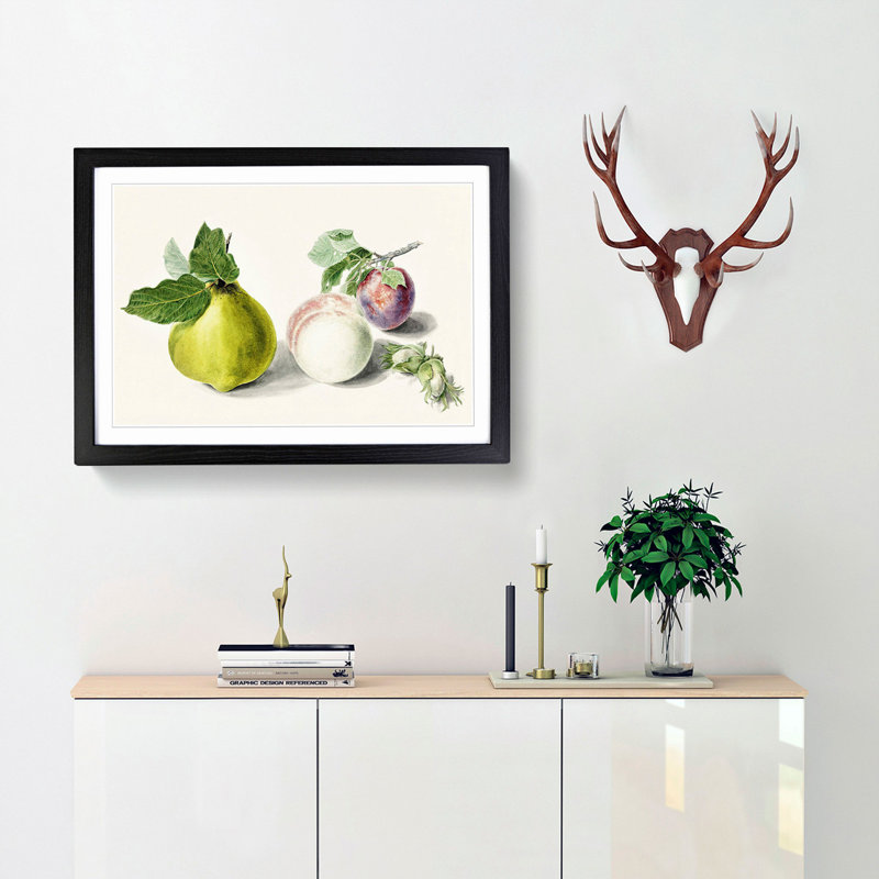 Pear & Plum by E.G. Van De Kasteele - Picture Frame Painting Print, Black Framed, 48cm H x 65cm W x 2cm D