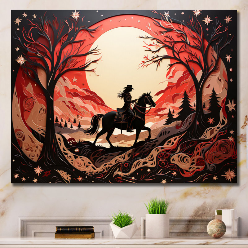 " Western Wild West Abstract Show ", 12" H x 20" W x 1" D, Wrapped Canvas