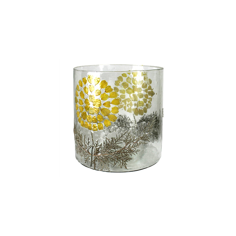 Enamel Hurricane, Yellow Daisy - Lrg, 8.5" H x 8" W x 8" D