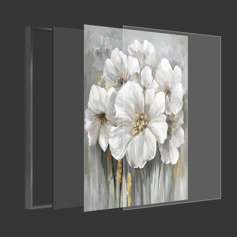 Luxueuse reproduction d'art sur toile encadrée en aluminium pour le salon, Noir, H 12 po x l 16 po