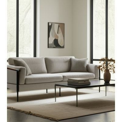 Chaise d'appoint contemporaine en bois et métal avec structure en acier et siège rembourré - Fauteuil transitionnel moderne avec un design minimaliste épuré et des lignes épurées pour un attrait polyvalent et élégant