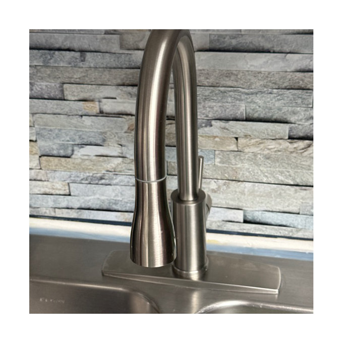 Kitchen Faucet With Pull Down Sprayer, Single Handle Brushed Nickel Stainless Steel Sink Faucet For Laundry RV Farmhouse - View #8
