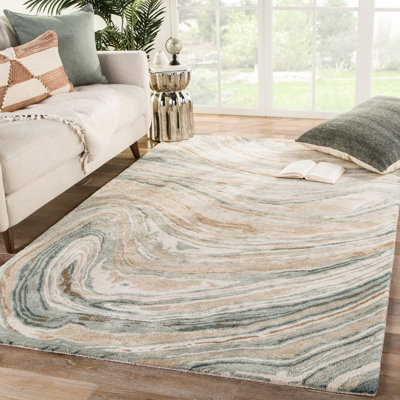 Tapis brun clair à motif abstrait touffeté à la main Koziol