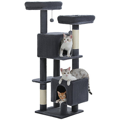 Cat Tree, 52.4"" Cat Tree Tower For Indoor Cats, Cute Cat Tree With 2 Flower Padded Perches, 2 Condos & 2 Scratching Posts -  Tucker Murphy Petâ¢, C92464E1515A47129E4E554FEECC3C92