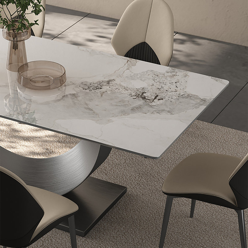 Aimun Metal Base Dining Table, 29.5"H x 55.1"L x 31.5"W