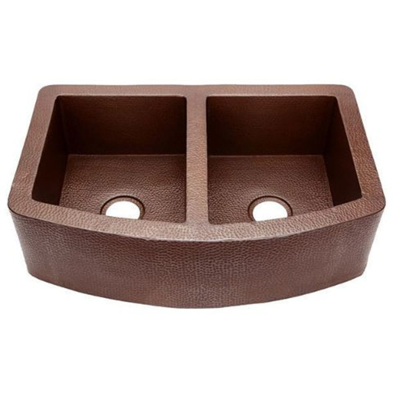 Bloomsbury Market 580 mm W Double Bowl Copper Farmhouse and Undermount Kitchen Sink