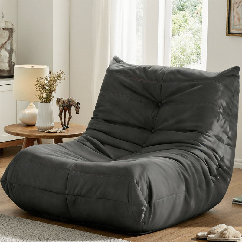 Fauteuil d'appoint en velours capitonné Velvet Embrace, Gris