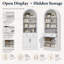 Bibliothèque haute arquée Garst avec 2 étagères réglables, 1 tiroir et un placard à double porte, vitrine autoportante en MDF de 180 cm (70,9 po), bibliothèque moderne à plateau arqué pour salon-423272840