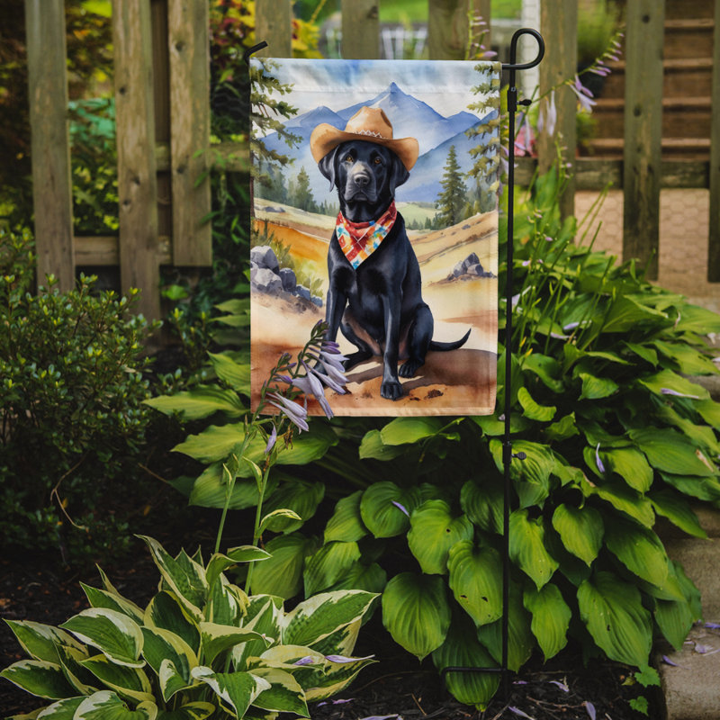 Drapeau Cowboy Welcome Garden, Labrador Retriever noir