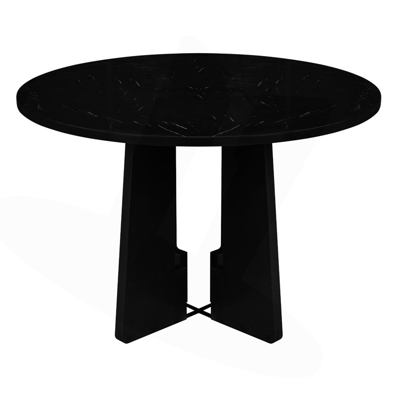 Chmura 43 Inch Round Dining Table, Black, 29.8"H x 43.3"L x 43.3"W