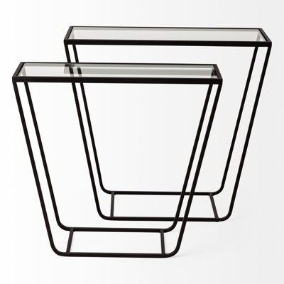 10" Clear Glass and Metal Frame Console Table