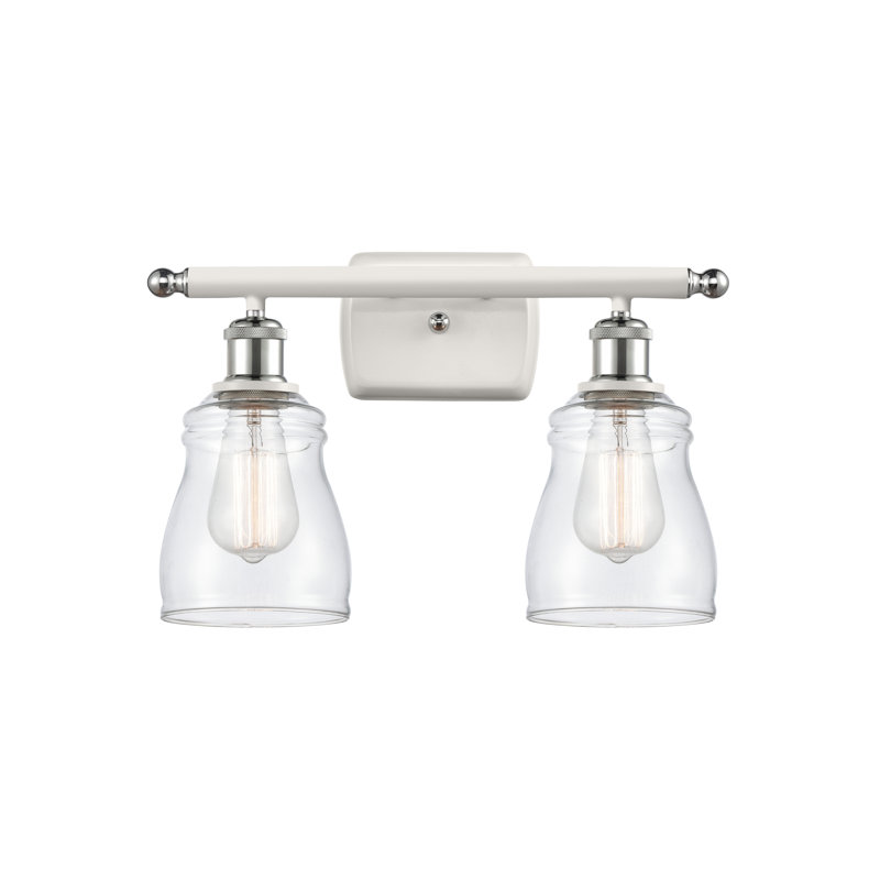 Mccarver 2 - Light Dimmable Vanity Light, 6 Watt Vinage LED Bulb, Clear, White/Polished Chrome