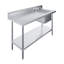 Table de travail en acier inoxydable de 60 po x 24 po avec évier et robinet de préparation à droite intégrés
