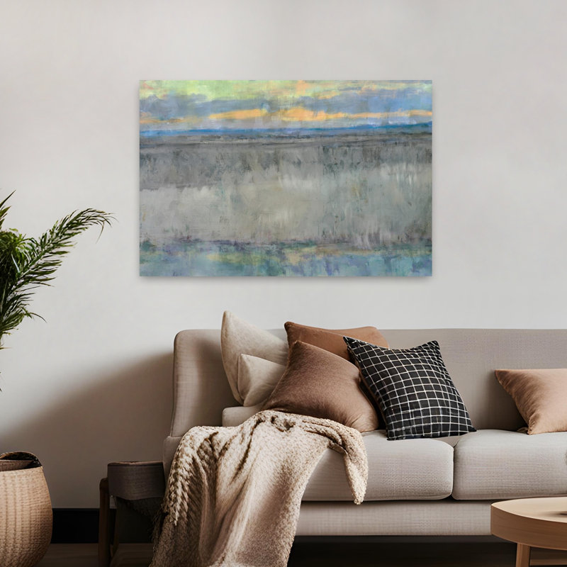 Down By The Bay, art abstrait de paysage côtier, H 32 po x l 48 po
