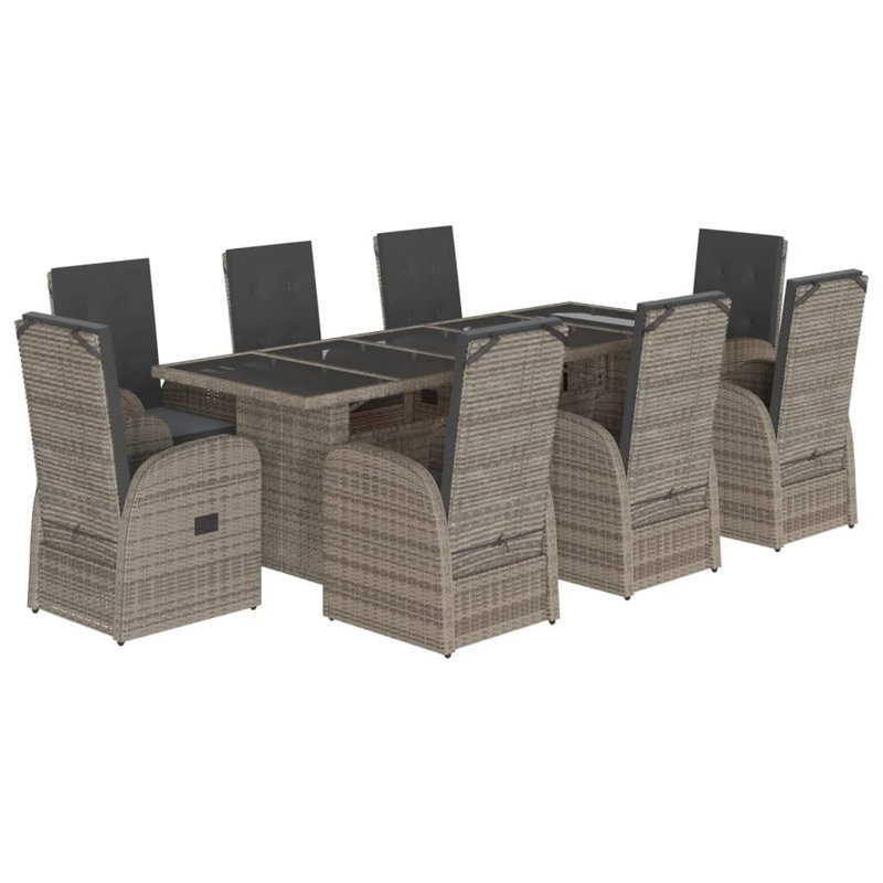 8 - Person Wicker Patio Dining Set with Rectangular Table , Cushions Included