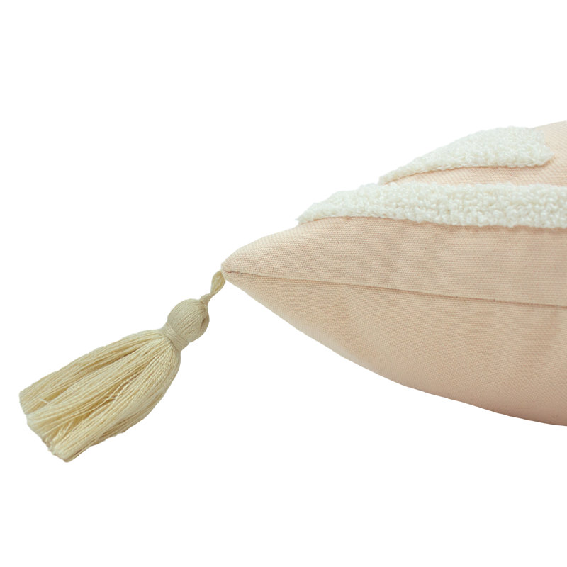Ashram Geometric Rectangular Lumbar Cushion, Blush/Whie, Feather
