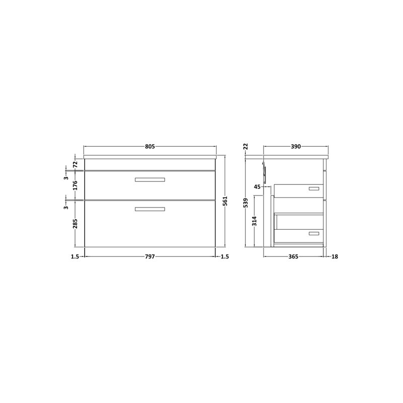 Athena 80.5cm Single Bathroom Vanity Base Only, Anthracite Woodgrain