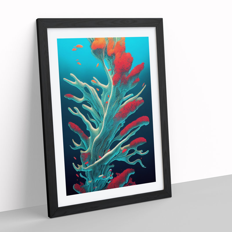 Dazzling Coral Reef - Single Picture Frame Print, 46cm H x 34cm W x 2cm D, Black