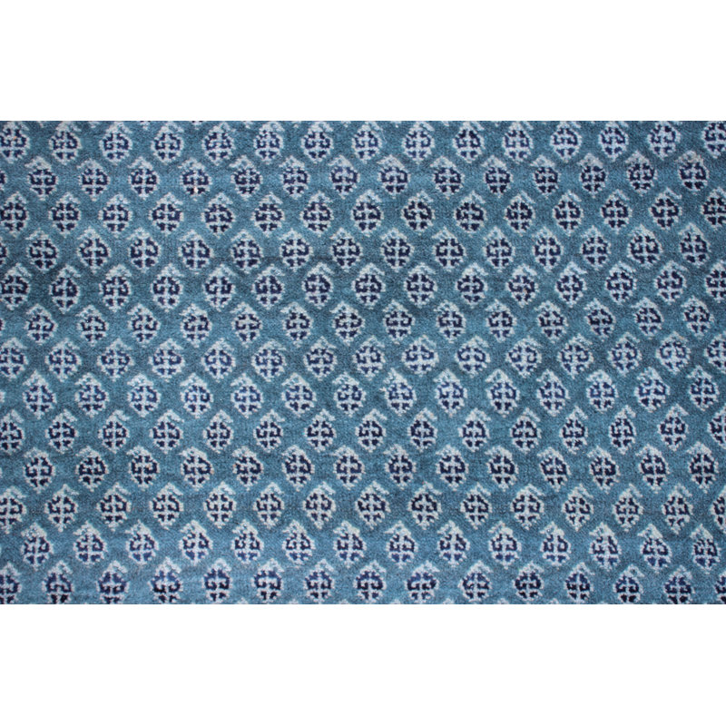 Hand-Knotted High-Quality Light Blue Area Rug, Rectangle 2'11" x 5'2"