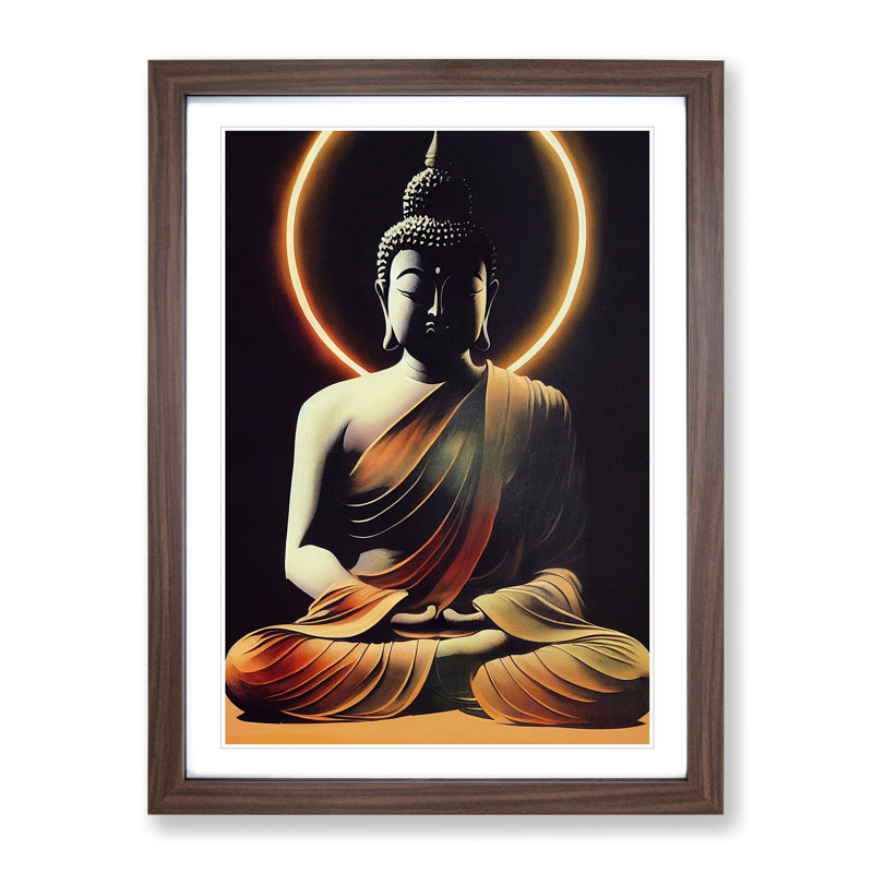 Thrilling Buddha - Framed Print, 46cm H x 34cm W x 2cm D, Walnut