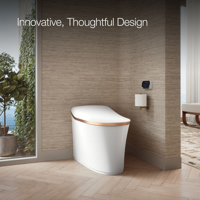 Eir™ Comfort Height™ Elongated Toilet, White/Sunrise Gold Trim