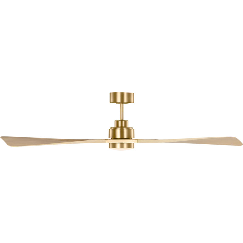Trillium Smart 60 LED Ceiling Fan, Washed White Oak, Burnished Brass