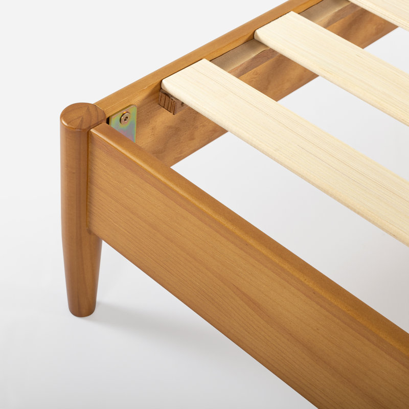 Whitman Low Profile Mid-Century Modern Platform Bed, Twin, Brown