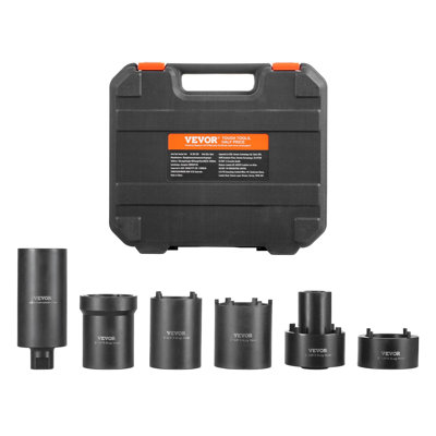 Spindle Nut Socket Tool Kit, 1/2 inch Drive 6 Piece Axle Hub Nut Socket Set, for Toyota, Ford, 4WD Vehicles and GM Vehicles, with Storage Case, Axle Spindle Nut Retainers Remover