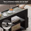 Table d'appoint étroite Adiraica avec roues pour petits espaces, table de bout mince avec porte-revues et espace de rangement, table de chevet mince pour le salon, canapé, chambre à coucher (noir)
