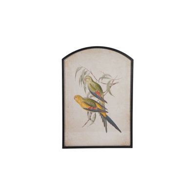 Décoration murale en bois et verre arqué avec image d'oiseau