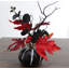 Décoration de table d'Halloween arrangement tête de citrouille noire et feuille d'érable