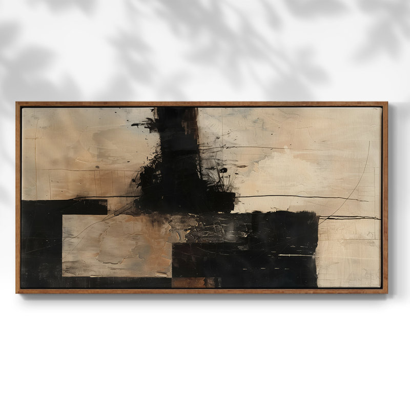 «Abstract Series» -CCCLLXI- Toile tendue avec châssis tendue - Prêt à accrocher, H 21 po x l 41 po, Noyer