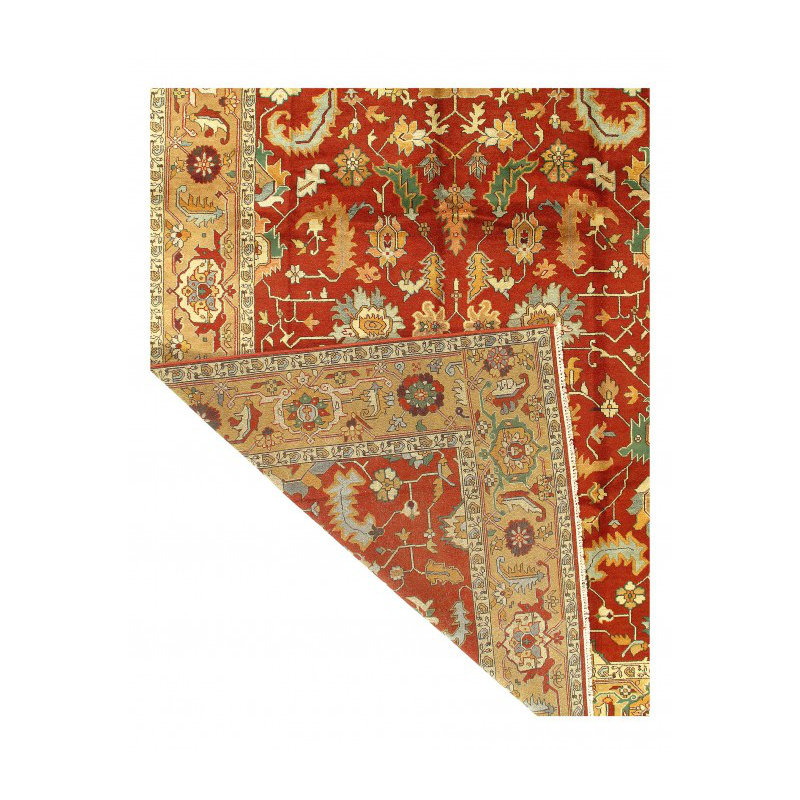 Wool Oriental Area Rug in Red/Beige